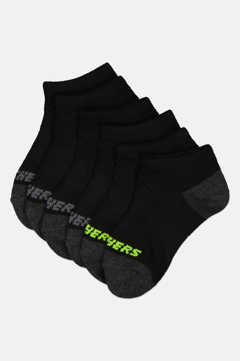 SKECHERS Kids Boy 6 Pairs Brand Logo Quarter Crew Sock, Multicolor - Image 1