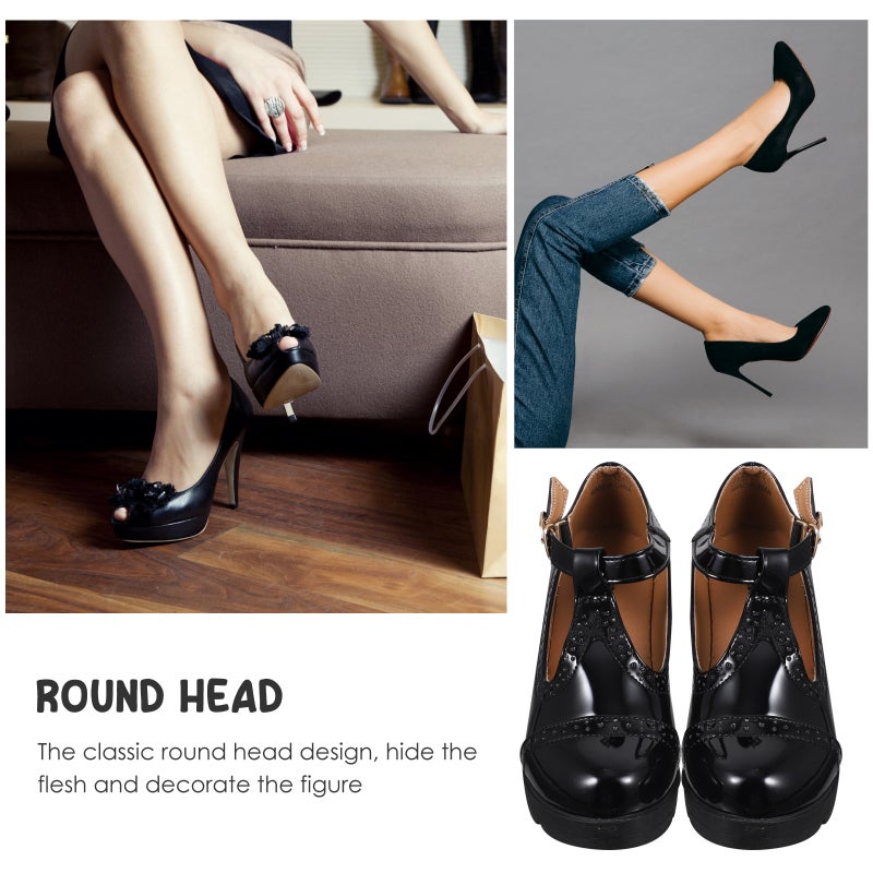 1 Pair of Round High-heeled Shoes High Heels Women Shoes - Image 5