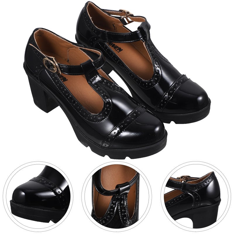 1 Pair of Round High-heeled Shoes High Heels Women Shoes - Image 4