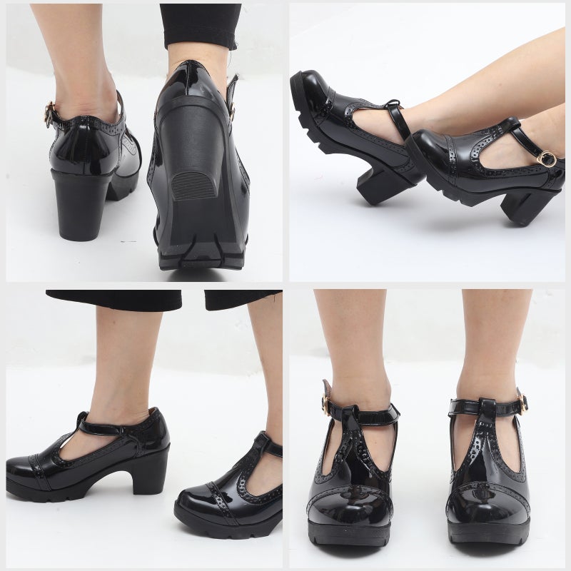 1 Pair of Round High-heeled Shoes High Heels Women Shoes - Image 3
