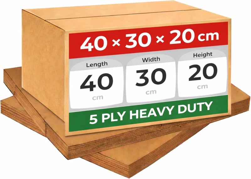 AL FAKHAMA 1 Pack 40×30×20 cm 5 Ply Corrugated Cardboard Shipping Box Heavy Duty Packing Box - Image 1