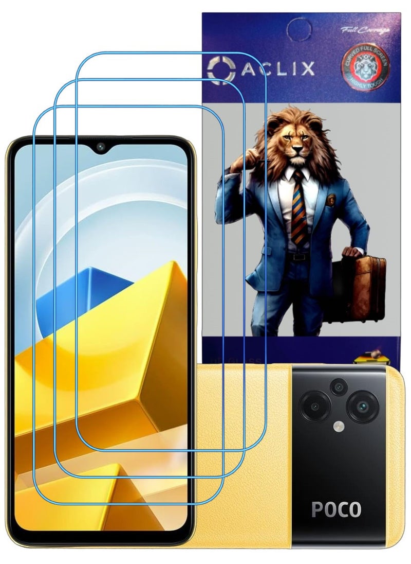 ACLIX 3 Pieces Antistatic ESD Dustproof Premium Quality High Definition Clear Tempered Glass Screen Protector Designed For Xiaomi Poco M5 - Image 1