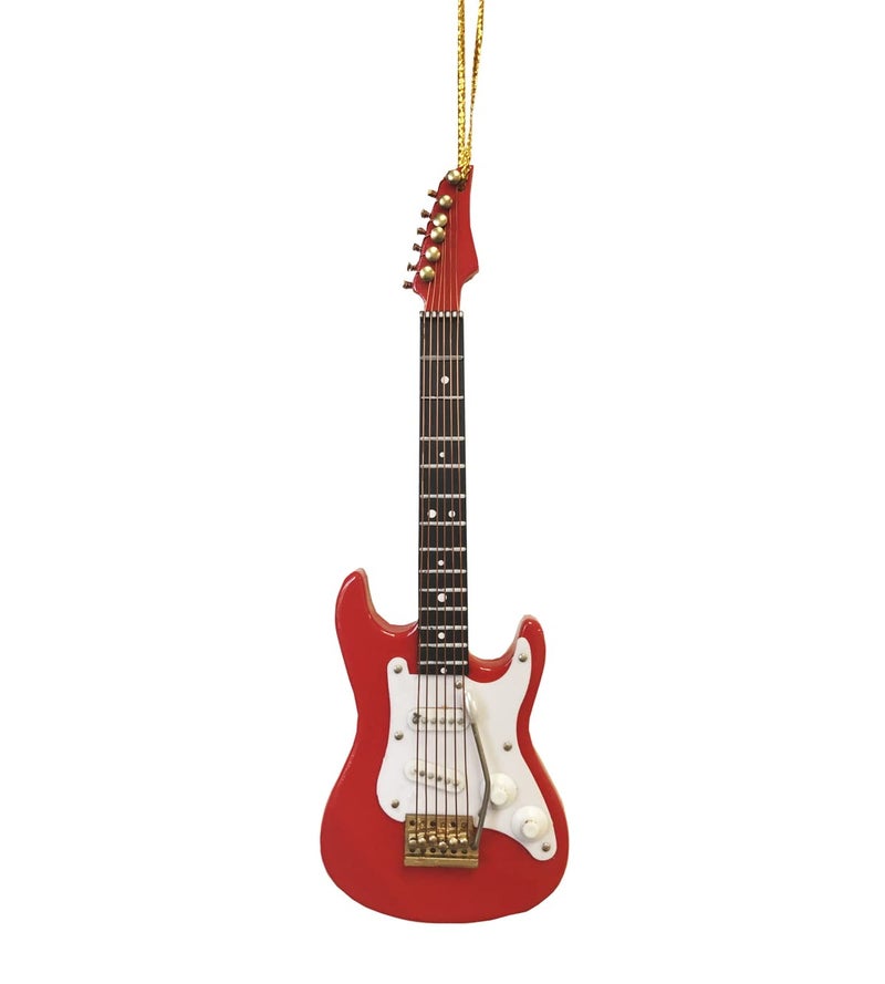 Broadway Gifts Broadway Gifts Red Electric Guitar Ornament  Replica String Instrument Christmas Ornament for Guitar Players