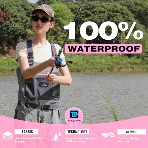 Trudave Womens Fly Fishing Waders Waterproof Chest Waders with Neoprene Stockingfoot WomenSpecific Fit Lightweight Durable for Hunting Fishing - Image 3