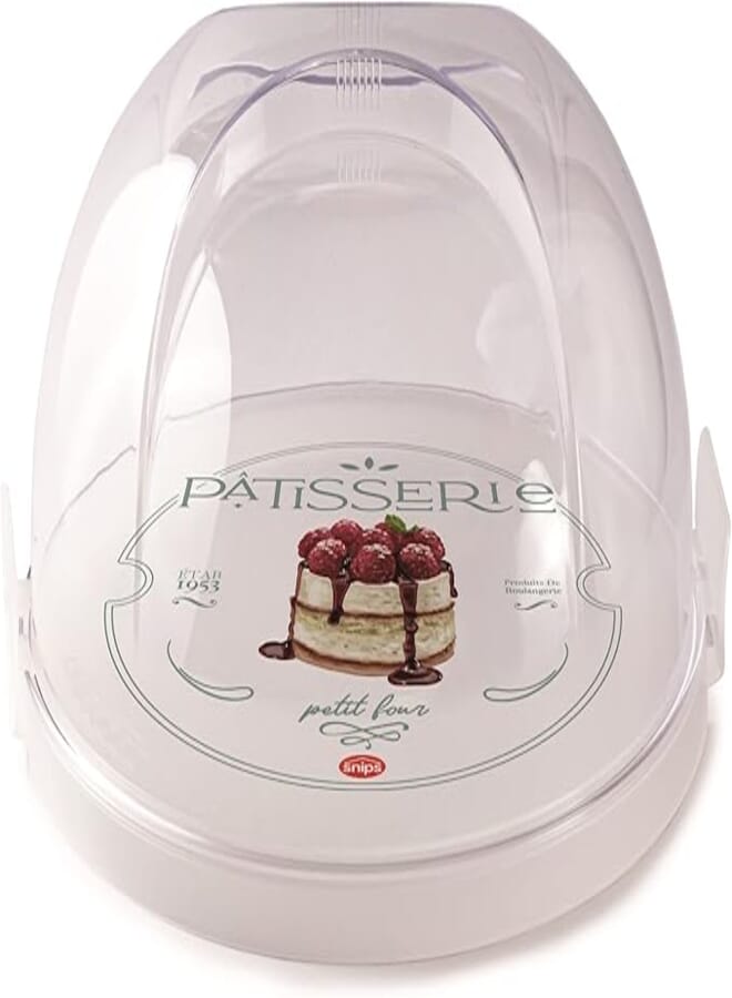 Snips | Cake Holder with 2 Safety Latches | Transparent | 27 x 26 x 14 cm | Made in Italy | 0% BPA and phthalate free, 000972