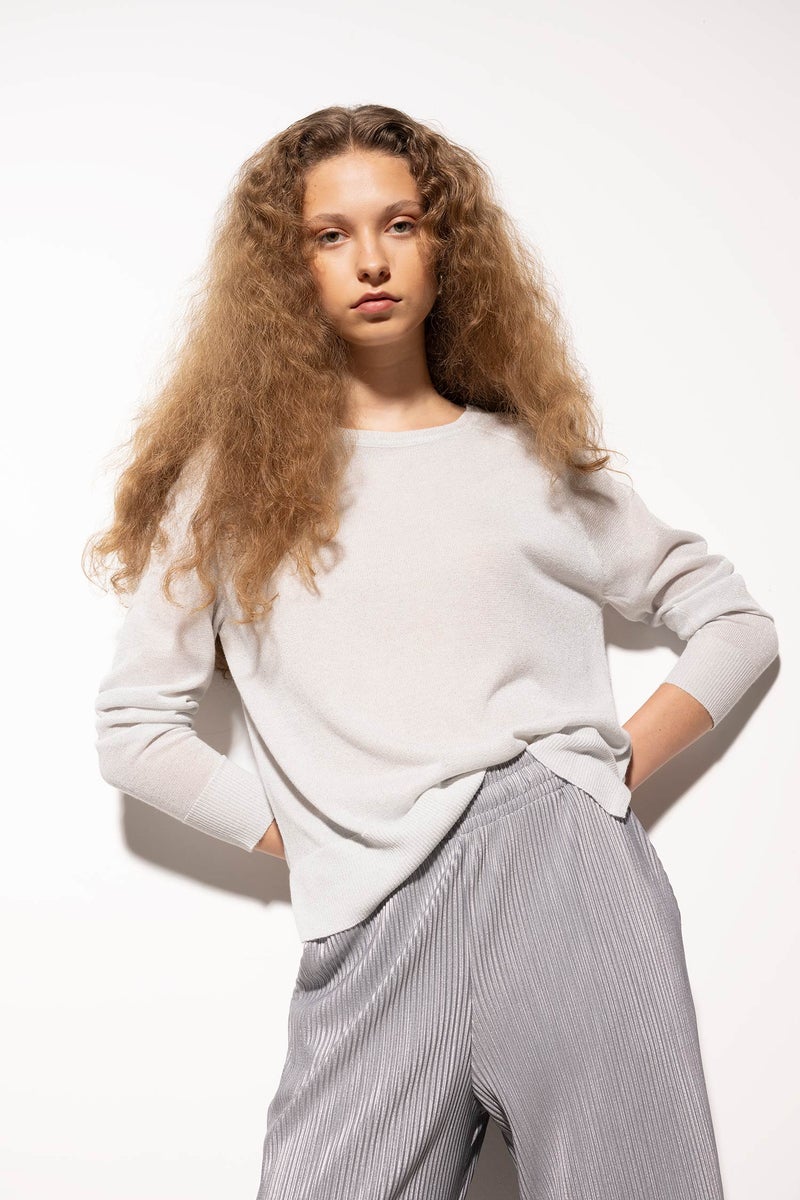 DeFacto Grey Woman Regular Fit Crew Neck Basic Knit Pullover Casual - Image 3