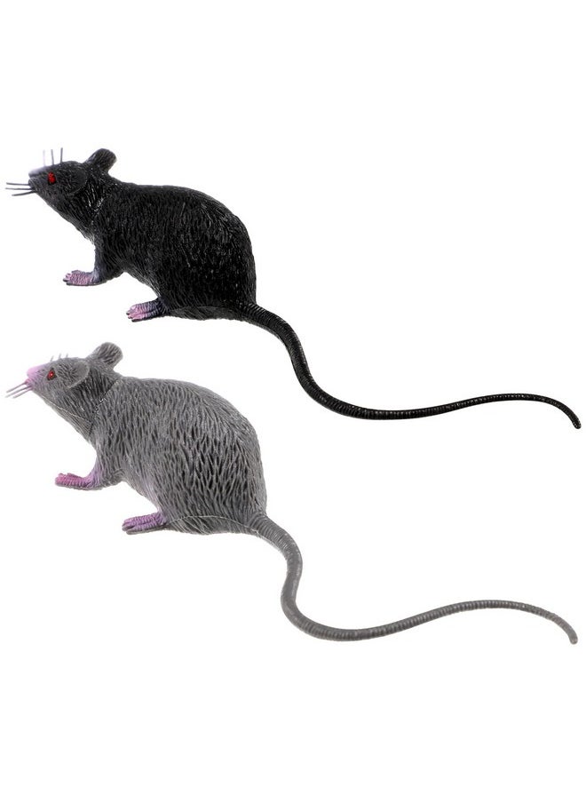 PRETYZOOM - 2Pcs Fake Rat Fake Mouse Plastic Squeezable Rats Realistic Halloween Rats Decorations Pranks Props (20X4Cm) - Image 1
