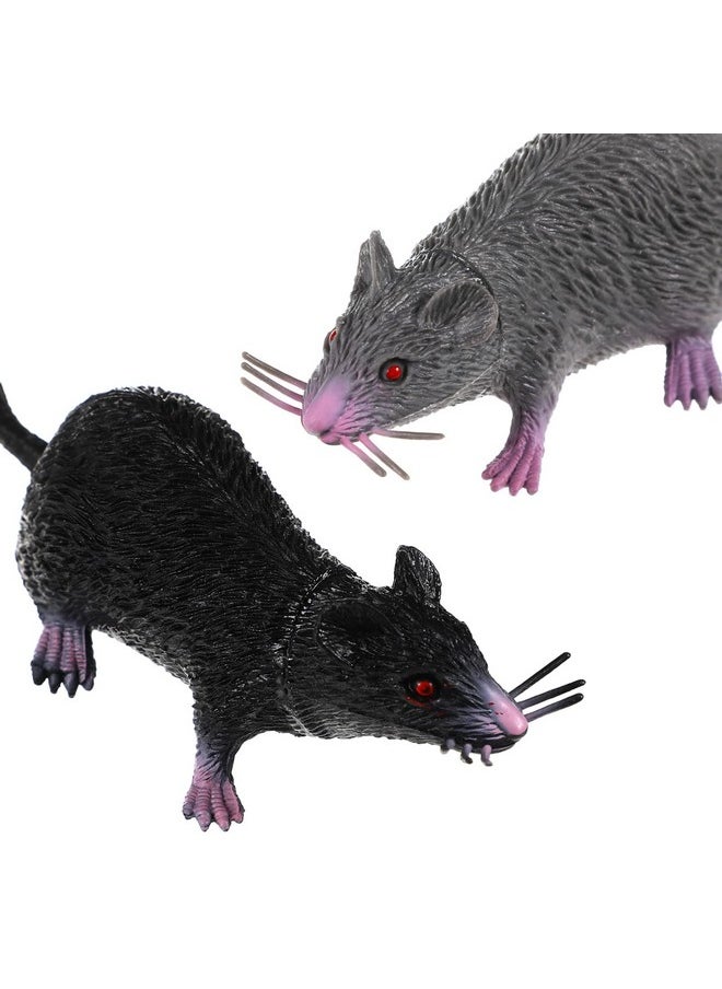 PRETYZOOM - 2Pcs Fake Rat Fake Mouse Plastic Squeezable Rats Realistic Halloween Rats Decorations Pranks Props (20X4Cm) - Image 1