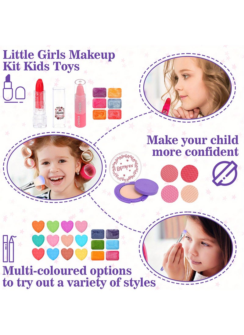 EzzySo 56pcs Kids Makeup Kit for Girl, Washable Real Makeup Set, Kids Make Up, Kids Jewelry Toys for Girls, Dress Up Play Jewelry Set, Princess Jewelry Birthday Gifts for Girls  - Image 5