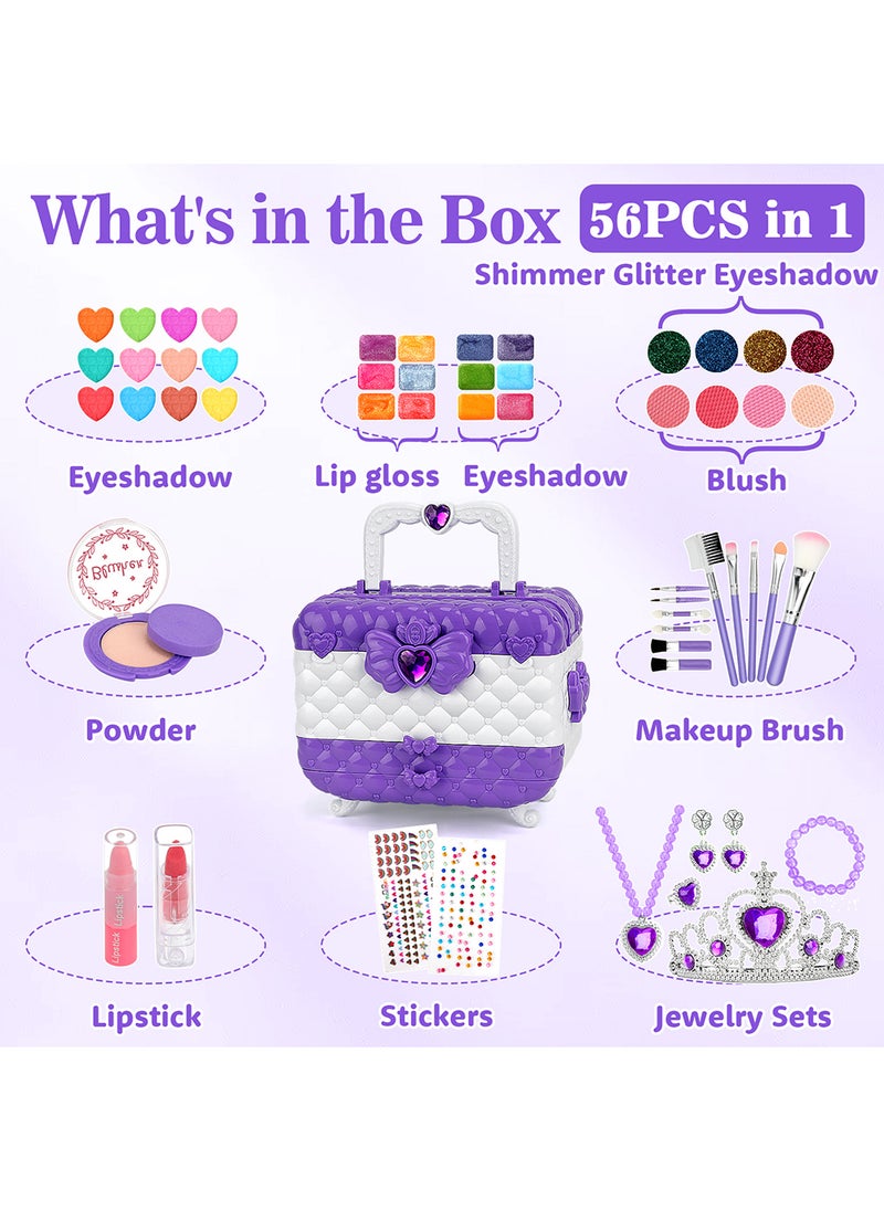 EzzySo 56pcs Kids Makeup Kit for Girl, Washable Real Makeup Set, Kids Make Up, Kids Jewelry Toys for Girls, Dress Up Play Jewelry Set, Princess Jewelry Birthday Gifts for Girls  - Image 4