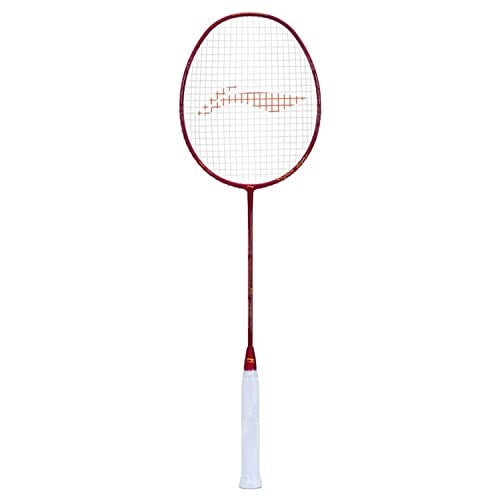 Li-Ning Carbon Graphite Windstorm 79-S Unstrung Badminton Racquet, Red/Gold - Image 1