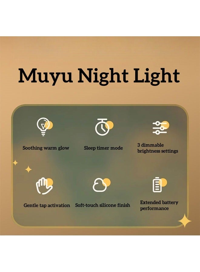 DAKS Wooden Fish Night Light, Muyu Night Light, Tap Control LED Lamp with Warm Light, Rechargeable 1200mAh Battery, 3 Brightness Levels, Timer Function, Soft Eye-Caring Glow for Bedroom, Kids, and Relaxation - Image 4