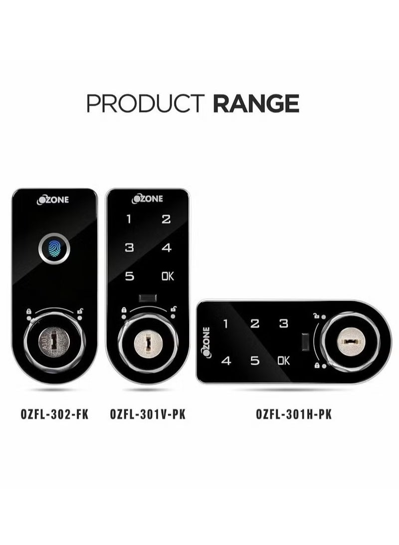 Ozone OZFL-302-FK Smart Furniture Lock with Fingerprint | Key Access | Manual Locking System | By Ozone India