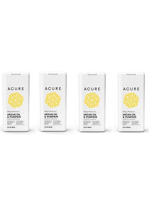 Acure Organics Mega Moisture Shampoo and Conditioner Bundle With Acai Blackberry Rosehips Pomegranate and Aloe Vera 12 oz. each Pack of 2 Each 4 Bottles Total