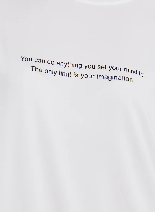 Take Two Slogan Print Round Neck Oversized T-Shirt