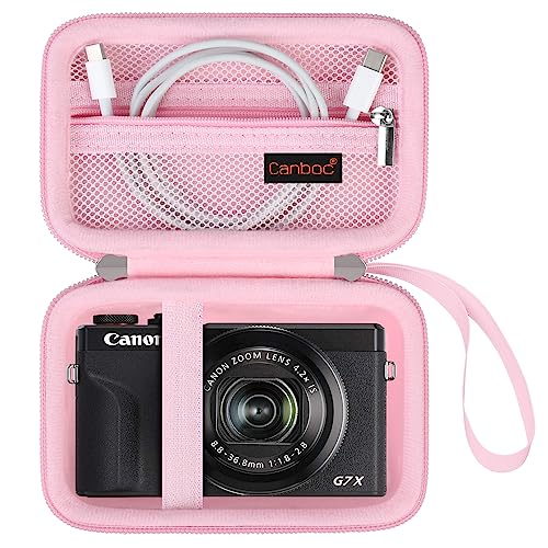 Canboc Carrying Case for Canon PowerShot G7 X Mark II/III Digital Camera, Zipper Mesh Pocket fits USB Cable, Pink(Case Only) - Image 2