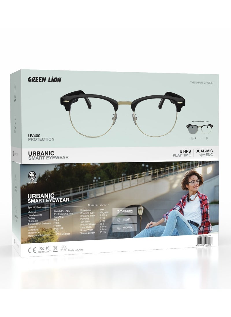 GREEN LION Urbanic Smart Eyewear with UV 400 Protection and Hands-Free Calls / Remote Camera /Smart Glasses with Photochromic lens / Magnetic Charging - Black  - Image 4
