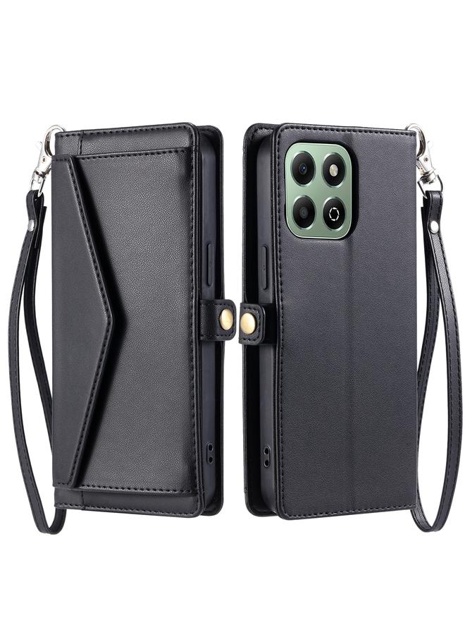 S-TOP Case For Honor X6b / X6a Wallet Multi-card Slot Leather Phone Case with Lanyard - Image 1