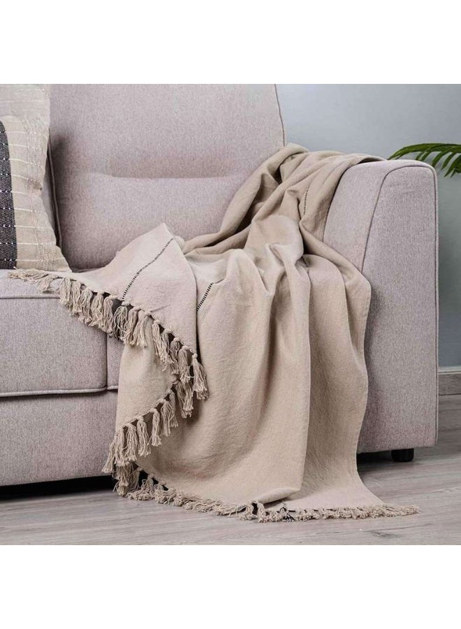 Pan Home Montana Stripe Throw 130x170cm-Natural - 125KGE9900152 - Image 1