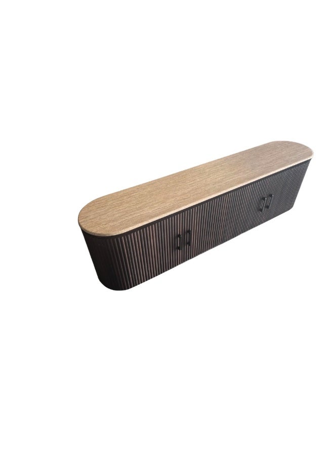 Baytonia Rawad Tv Table - Brown and Beige - Image 4