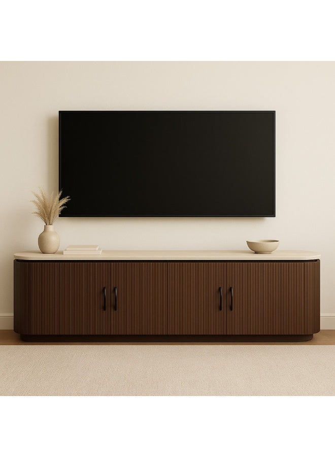 Baytonia Rawad Tv Table - Brown and Beige - Image 1