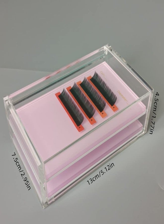 LIXIMMAZN 2 Layers Acrylic Eyelash Pallet Organizer Box, Grafting Eyelash Clear Makeup Display Container for False lashes Transparent Storage Case (Pink) - Image 5