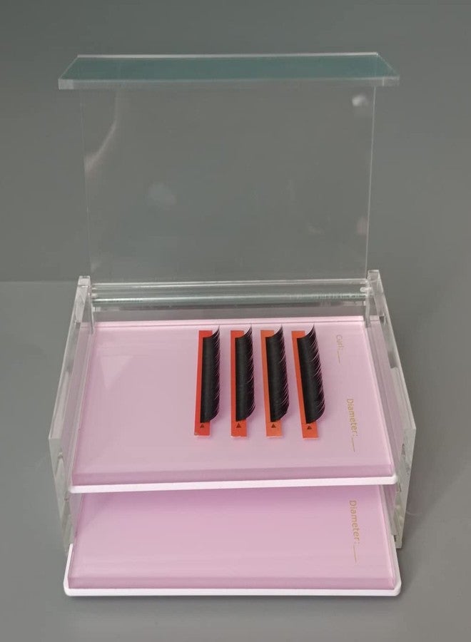 LIXIMMAZN 2 Layers Acrylic Eyelash Pallet Organizer Box, Grafting Eyelash Clear Makeup Display Container for False lashes Transparent Storage Case (Pink) - Image 3