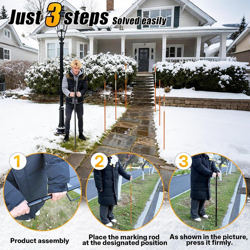 FULEIYA Snow Stake Install Tool Heavy Duty Snow Stakes Driveway Markers Installation Tool for Plow Stakes for 9/16" Diameter Sticks, Rust-Proof Coating, Detachable Design - Image 3
