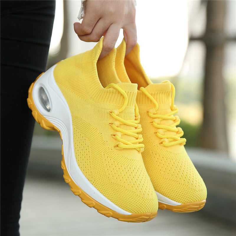 Independent Station Large Size Women'S Shoes Fly Woven Socks Shoes Air Cushion Sports Casual Shoes Square Dance Shoes Mother Shoes Generation Hair - Image 1