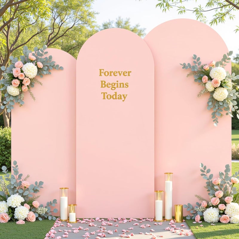 Suppromo Dusty Rose Arch Cover 3 Set - 6FT, 6.6FT, 7.2FT Dusty Pink Arch Backdrop Cover Spandex Baby Shower Arch Stand Covers for Girls Birthday Party Wedding Bridal Shower Banquet Photo Background Decorations - Image 2