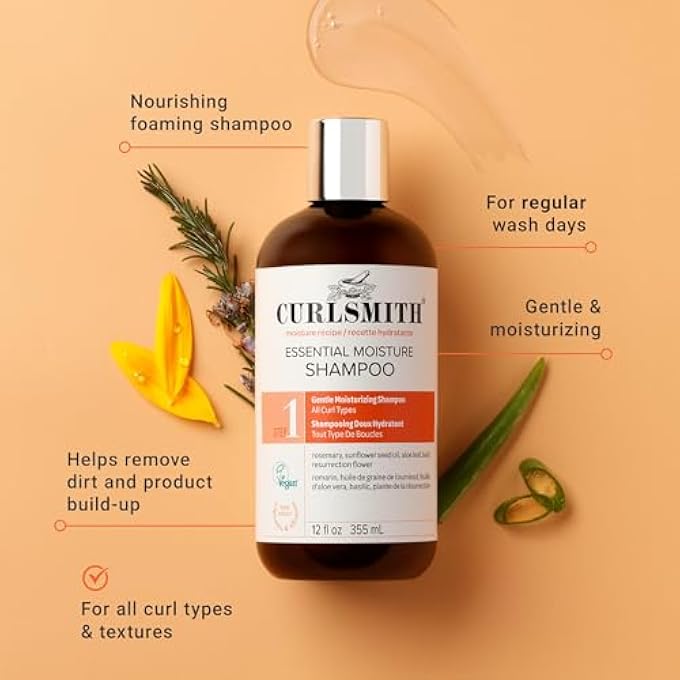 CURLSMITH - ESSENTIAL MOISTURE CLEANSER, GENTLE NOURISHING SHAMPOO FOR WAVY, CURLY AND COILY HAIR, VEGAN (88ML/2OZ) TRIAL OR TRAVEL SIZE - Image 3