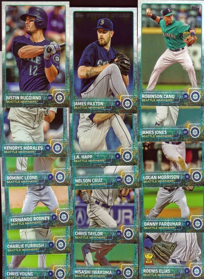 Topps Total Seattle Mariners 2015 Topps Complete Mint Hand Collated 22 Card Team Set Card Team Set with Felix Hernandez, Robinson Cano and Kyle Seager Plus - Image 1