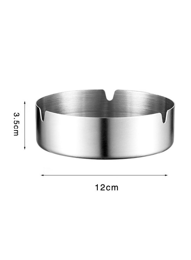 2 Pack stainless steel ashtray,portable and modern design, simple and clear,suitable for home,offices,cafes, hotels,outdoor  and other places (Silver, Large-4.73in) - Image 2