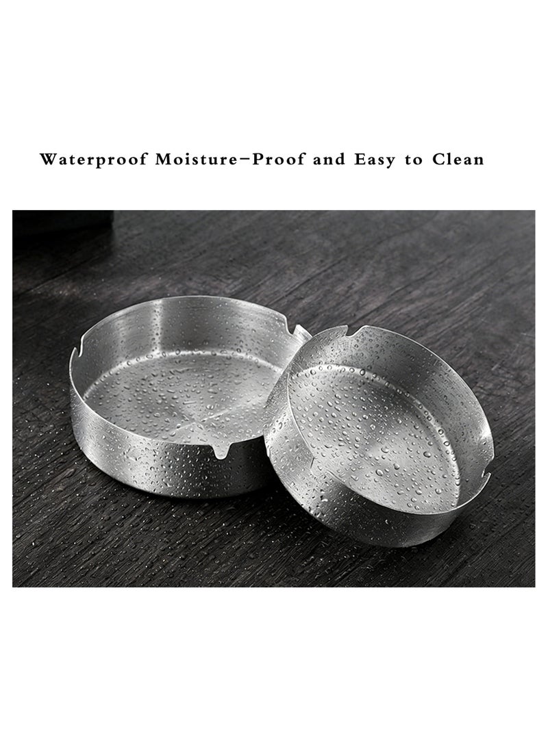 2 Pack stainless steel ashtray,portable and modern design, simple and clear,suitable for home,offices,cafes, hotels,outdoor  and other places (Silver, Large-4.73in) - Image 4