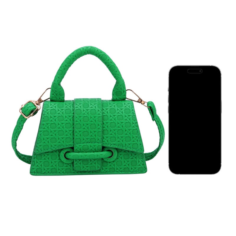 Ayliss Micro Mini Crossbody Handbag Women's Purse Clutch Cute Mini Trendy Bag Top Handle PU Leather Shoulder Bag (Green) - Image 5