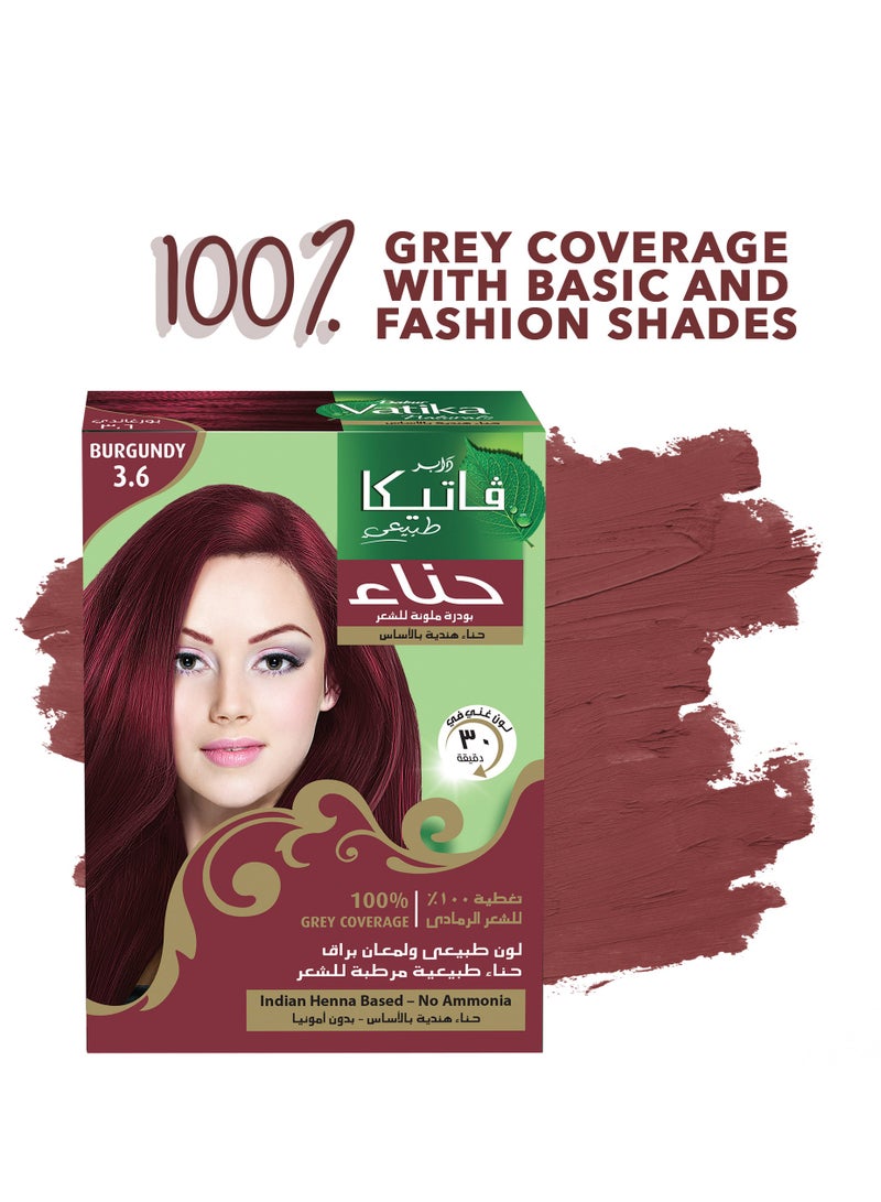 Dabur Vatika Henna Hair Color For Hair Dye 6 x 10 gm | Burgundy | 100% Grey Coverage | Indian Henna Based | No Ammonia - Image 4