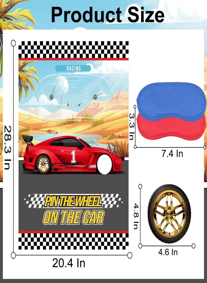 WNINK Pin The Wheels On The Car Games, Cars Party Game with 30 Gold Tyres Stickers, 2 Blindfolds for Car Theme Birthday Party - Image 2