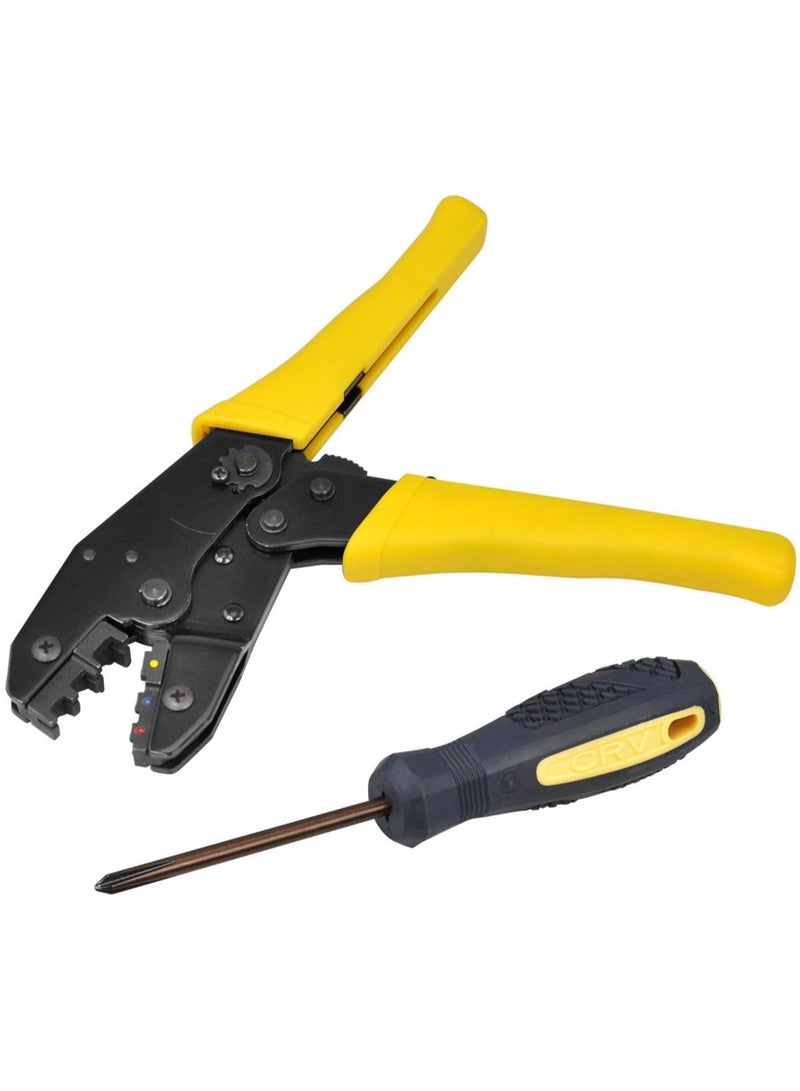 WISFOR Professional Crimping Tool Kit with Ratchet Wire Crimper Plier, 5 Interchangeable Jaws, Wire Stripper, Screwdriver and Oxford Storage Bag for Electrician Tools and Cable Connectors - Image 2