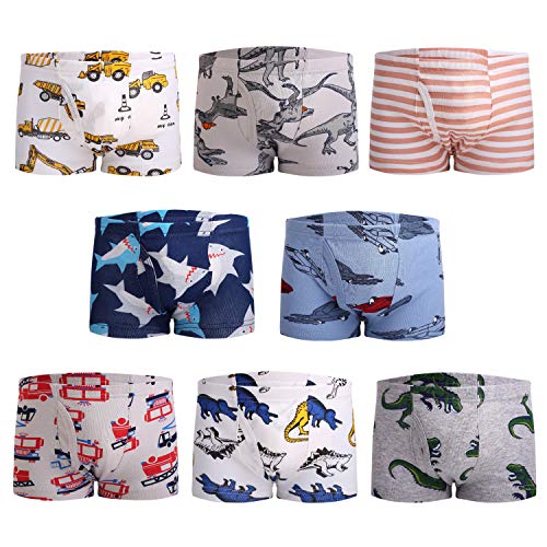 Taxzode Toddler Novelty Boxer Briefs Car Dinosaur Shark Underwear Boyshort Hipster Kids Boxer Briefs, A-8 Pcs-assorted, 2-3 Years - Image 5
