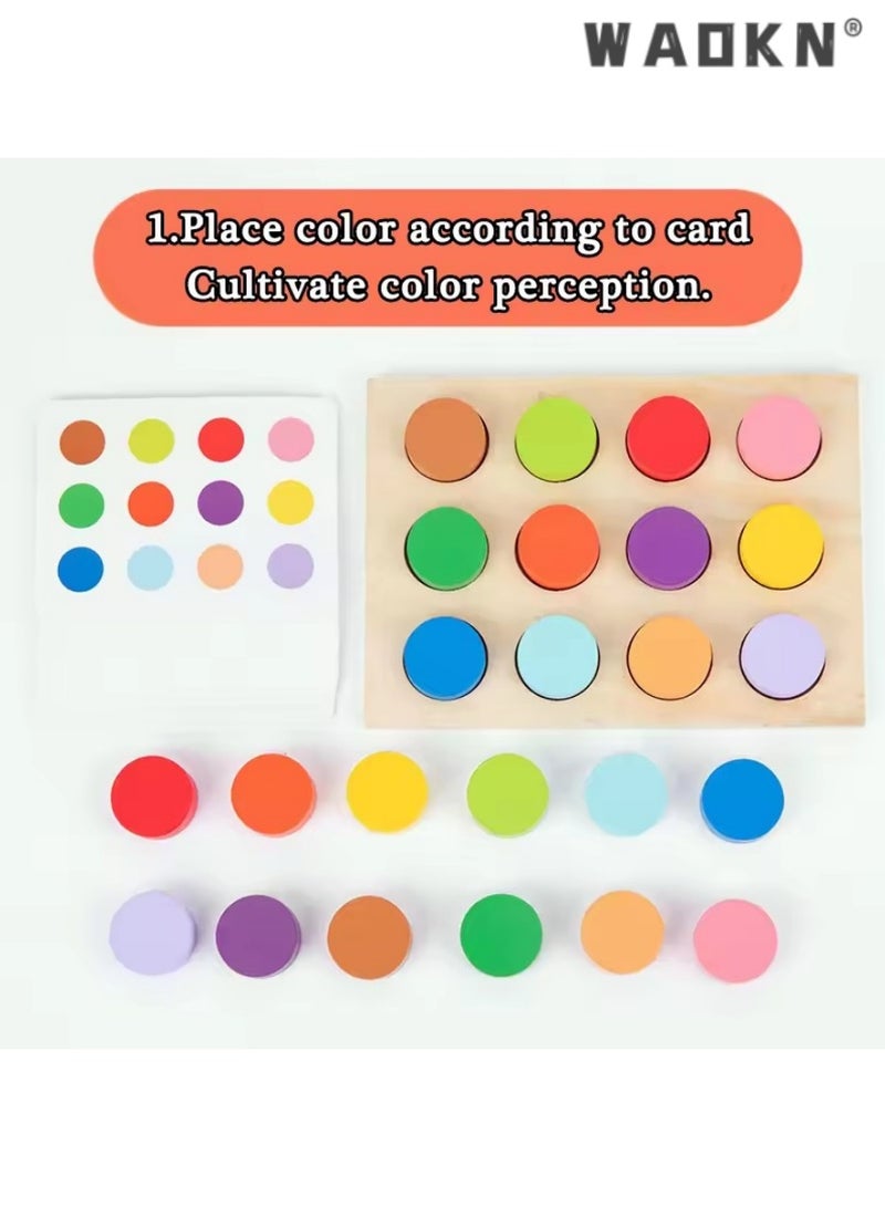 دبليو أيه أو كي أن لعبة لوحة اتجاه السهم الملونة من مونتيسوري ألعاب أطفال فارز خشبي لعبة ألغاز للتدريب على التفكير التفاعلي بين الوالدين والطفل - Image 3