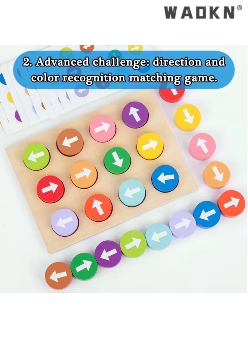 دبليو أيه أو كي أن لعبة لوحة اتجاه السهم الملونة من مونتيسوري ألعاب أطفال فارز خشبي لعبة ألغاز للتدريب على التفكير التفاعلي بين الوالدين والطفل - Image 4