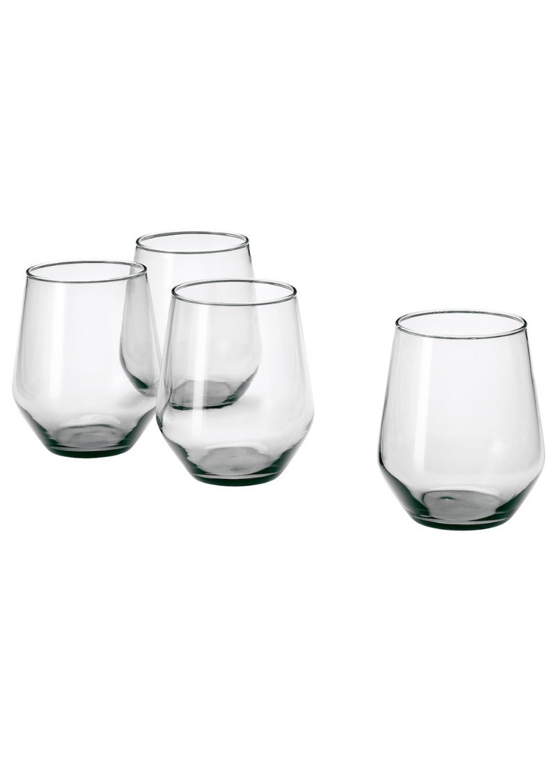 Grey Glass Drinking Glass, 45 cl, Squared Bowl Design, 4-Pack - Image 1