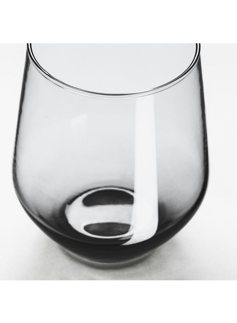 Grey Glass Drinking Glass, 45 cl, Squared Bowl Design, 4-Pack - Image 2