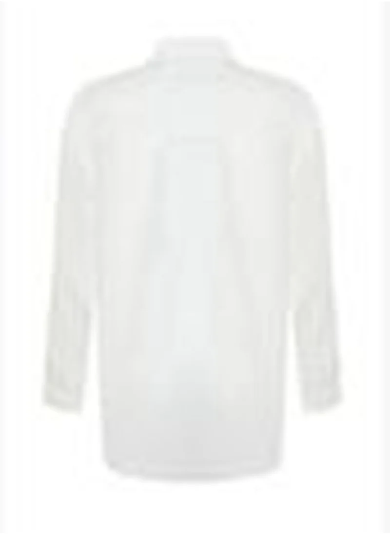 trendyol Ecru Buttoned Rollable Sleeve Detail Oversize Linen Look Woven Shirt TWOSS24GO00056