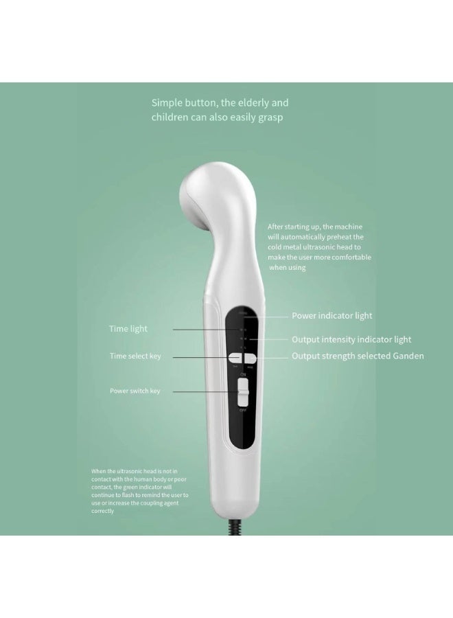 والالا جهاز علاج طبيعي بالموجات فوق الصوتية صغير الحجم (1 ميجا هرتز و3 ميجا هرتز)، 3 سرعات قابلة للتعديل، مؤقت من 1 إلى 15 دقيقة، حماية من درجة الحرارة الثابتة، منطقة إشعاع فعالة 4 سم²، أبيض - Image 3