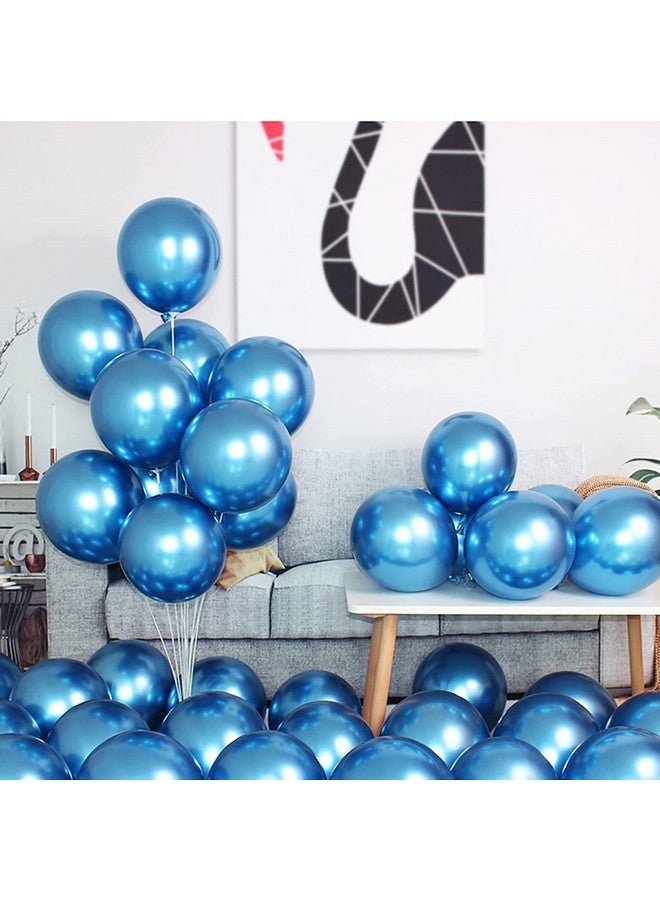 Flyloons 25 pcs Blue and Silver Chrome Balloons for Birthday decoration celebration Anniversary baby shower Girls Boys Men Women - Image 2