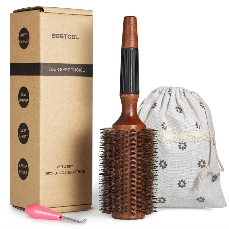 BESTOOL Round Brush for Blow Drying Round Hair Brush for Women or Men Boar Bristle Large Round Hairbrush for Quick Blowout Add ShineVolume Minimize Damage 28 Inch
