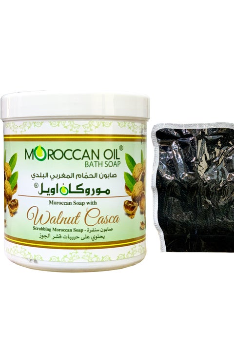 موروكان اويل صابون حمام مغربي بحبيبات قشر الجوز 250 مل