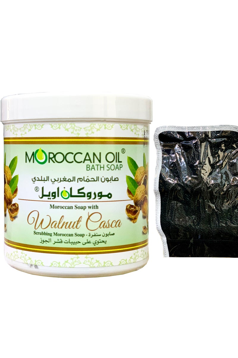 موروكان أويل موروكان اويل صابون حمام مغربي بحبيبات قشر الجوز 250 مل - Image 1