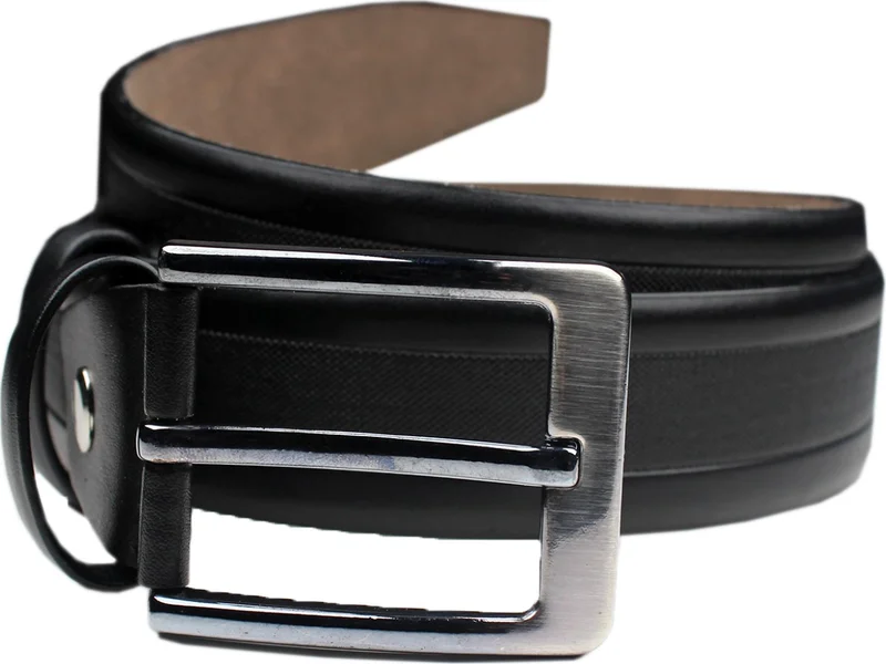 Varetta Men's Faux Luxury Leather Patterned Matte Black Belt